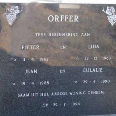 ORFFER Pieter 1962-1994 &amp; Lida 1963-1994 :: ORFFER Jean 1988-1994 :: ORFFER Eulalie 1990-1994