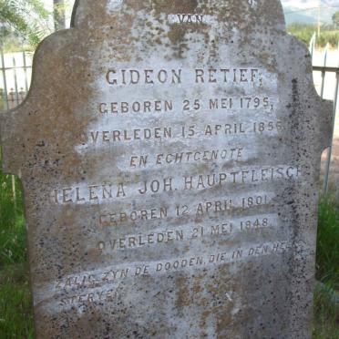 RETIEF Gedeon 1795-1956 &amp; Helena Joh. HAUPTFLEISCH 1801-1848