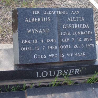 LOUBSER Albertus Wynand 1895-1988 &amp; Aletta Gertruida LOMBARD 1896-1979