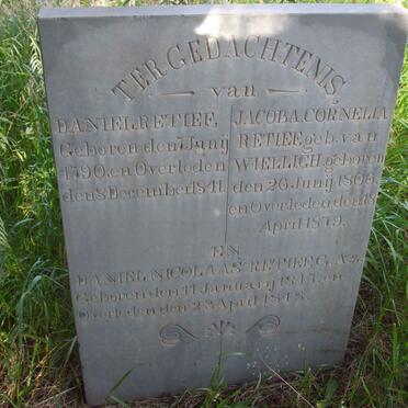 RETIEF Daniel 1790-1841 &amp; Jacoba Cornelia van WIELLIGH 1806-1879 :: RETIEF Daniel Nicolaas 1847-1848