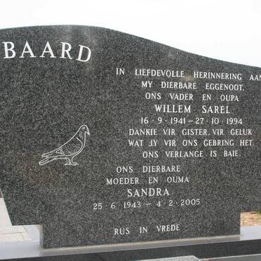 BAARD Willem Sarel 1941-1994 &amp; Sandra 1943-2005
