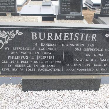 BURMEISTER Philippus J. 1924-1981 &amp; Engela M.E. 1935-1988