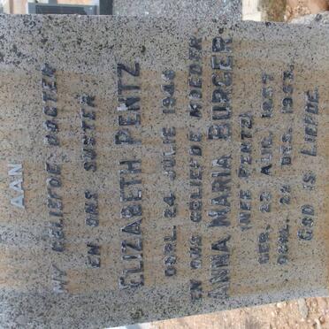 BURGER Anna Maria nee PENTZ 1857-1953 :: PENTZ Elizabeth -1946