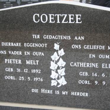 COETZEE Pieter Melt 1892-1976 &amp; Catherine Elizabeth HEYNS 1894-1986