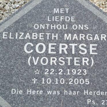 COERTSE Elizabeth Margaret nee VORSTER 1923-2005