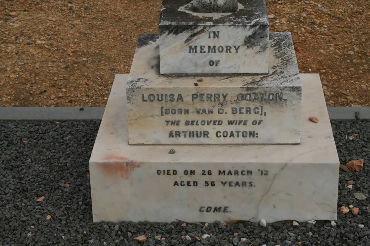 COATON Louisa Perry nee VAN D. BERG -1913