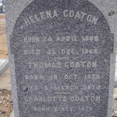 COATON Helena 1868-1868 :: COATON Thomas 1872-1874 :: COATON Charlotte 1879-