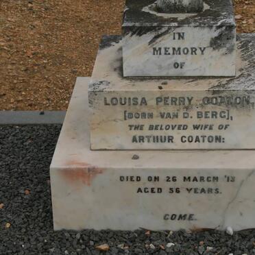 COATON Louisa Perry nee VAN D. BERG -1913