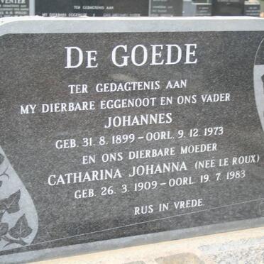 GOEDE Johannes, de 1899-1973 &amp; Catharina Johanna LE ROUX 1909-1983