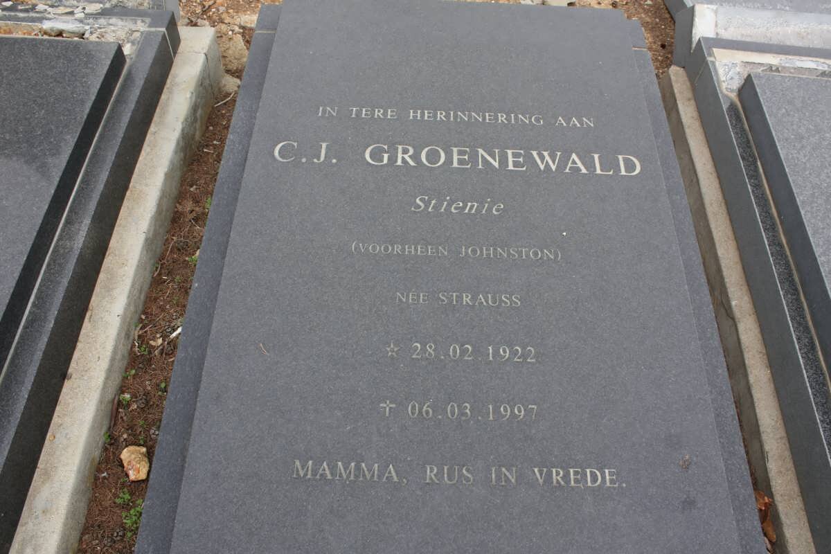GROENEWALD C.J. formerly JOHNSTON nee STRAUSS 1922-1997