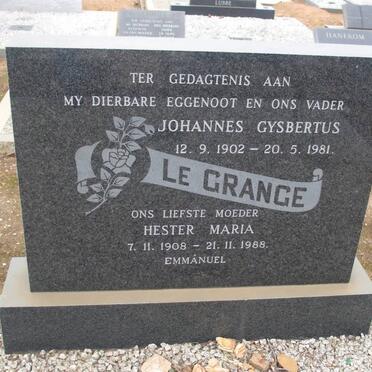 GRANGE Johannes Gysbertus, le 1902-1981 &amp; Hester Maria 1908-1988