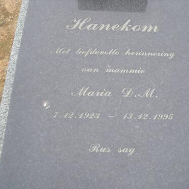 HANEKOM Maria D.M. 1923-1995