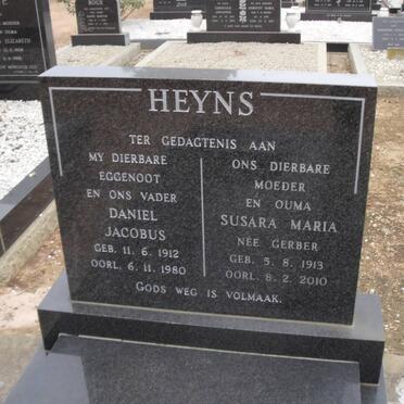 e HEYNS Daniel Jacobus 1912-1980 &amp; Susara Maria GERBER 1913-2010
