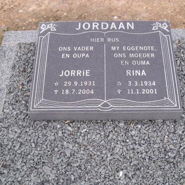 JORDAAN Jorrie 1931-2004 &amp; Rina 1934-2001
