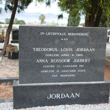 JORDAAN Theodorus Louis -1965 &amp; Anna Rossouw JOUBERT 1911-2004