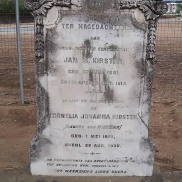 KIRSTEN Jan M. 1861-1913 &amp; Cornelia Johanna VAN NIEKERK 1865-1930