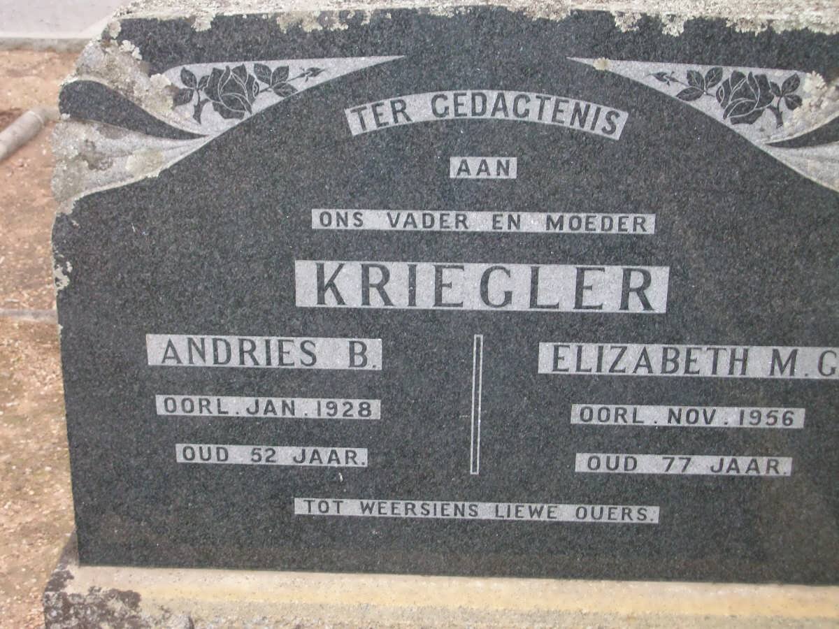 KRIEGLER Andries B. -1928 &amp; Elizabeth M.G. -1956