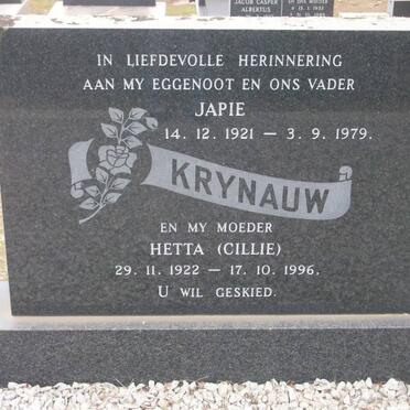 KRYNAUW Japie 1921-1979 &amp; Hetta CILLIE 1922-1996