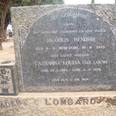 LOMBARD Jacobus Hendrik 1879-1953 &amp; Catharina Louisa LOUW 1884-1958