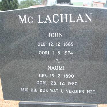 Mc LACHLAN John 1889-1974 &amp; Naomi 1890-1980