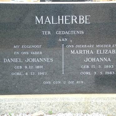 MALHERBE Daniel Johannes 1891-1967 &amp; Martha Elizabeth Johanna 1893-1983