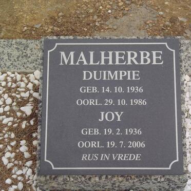 MALHERBE Duimpie 1936-1986 &amp; Joy 1936-2006
