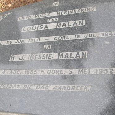 MALAN B.J. 1885-1952 :: MALAN Louisa 1889-1948