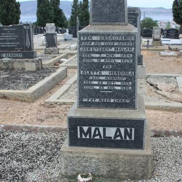 MALAN Jan Gysbert 1854-1929 &amp; Aletta Hendrika HAMMAN 1857-1928