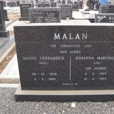 MALAN Daniel Gerhardus 1908-1985 &amp; Johanna Marchand JOUBERT 1907-1980
