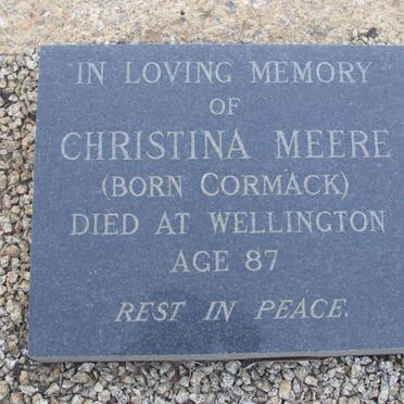 MEERE Christina nee CORMACK
