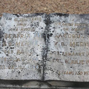 MERWE Jacobus J., v. d. 1870-1928 &amp; Beatrix M. BLAKE 1875-1966