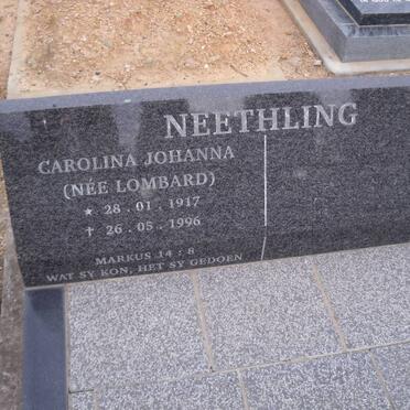 NEETHLING Carolina Johanna nee LOMBARD 1917-1996