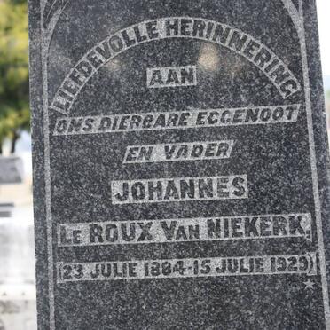 NIEKERK Johannes Le Roux, van 1884-1929 :: VAN NIEKERK Hester 1928-1953