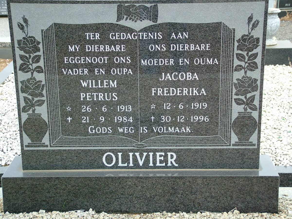 OLIVIER Willem Petrus 1913-1984 &amp; Jacoba Frederika 1919-1996