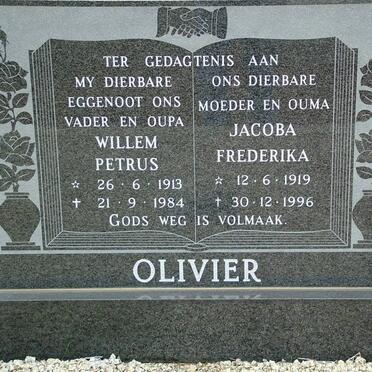 OLIVIER Willem Petrus 1913-1984 &amp; Jacoba Frederika 1919-1996