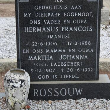 ROSSOUW Hermanus Francois 1906-1988 &amp; Martha Johanna LAUBSCHER 1907-1992