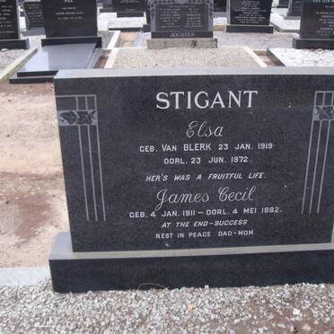 STIGANT James Cecil 1911-1982 &amp; Elsa VAN BLERK 1919-1972