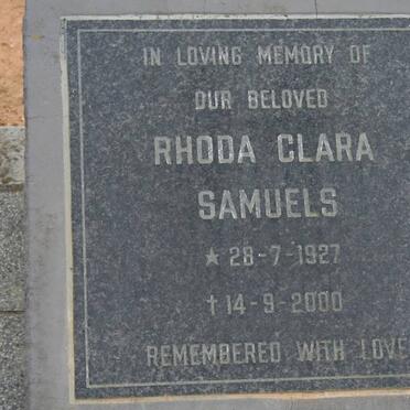 SAMUELS Rhoda Clara 1927-2000