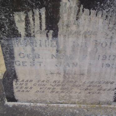 TOIT Manie, du 1917-1918