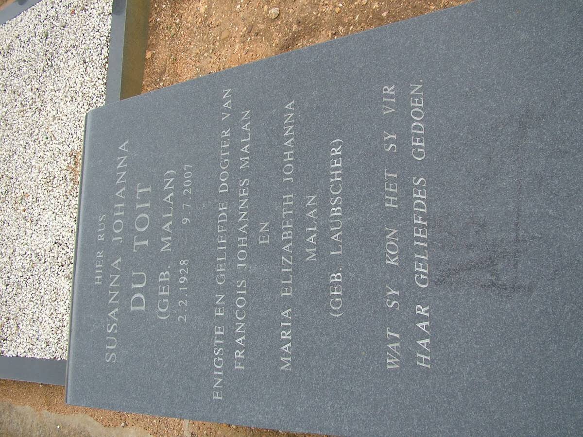 TOIT Susanna Johanna, du nee MALAN 1928-2007