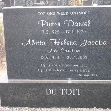 TOIT Pieter Daniel, du 1922-1970 &amp; Aletta Helena Jacoba CARSTENS 1924-2003
