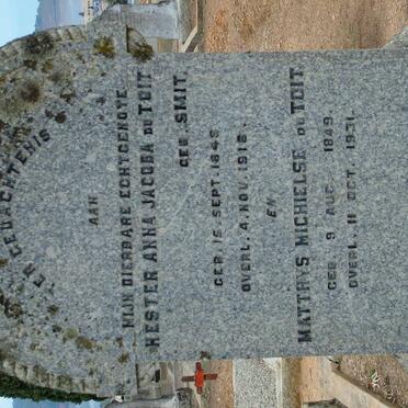 TOIT Matthys Michielse, du 1849-1931 &amp; Hester Anna Jacoba SMIT 184?-1916