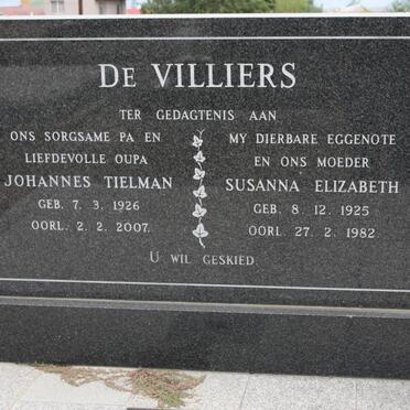 VILLIERS Johannes Tielman, de 1926-2007 &amp; Susanna Elizabeth 1925-1982