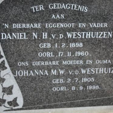 WESTHUIZEN Daniel N.H., v.d. 1898-1960 &amp; Johanna M.W. 1905-1998