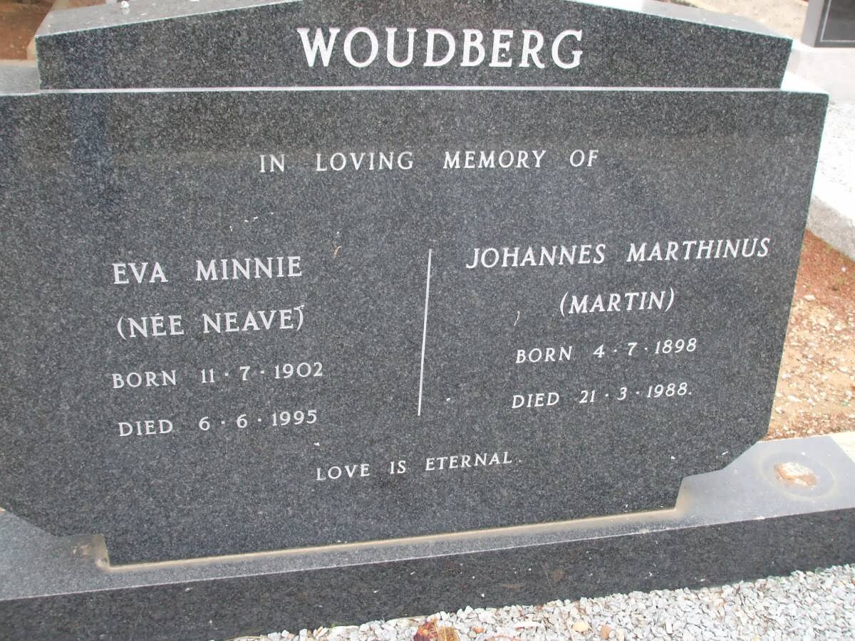 WOUDBERG Johannes Marthinus 1898-1988 &amp; Eva Minnie NEAVE 1902-1995