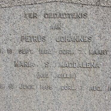 CILLIE Petrus Johannes 1864-1915 &amp; Maria S. Magdalena CILLIE 1865-1940