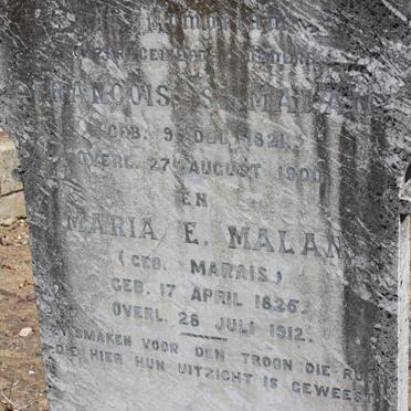 MALAN Francois S. 1821-1900 &amp; Maria E. MARAIS 1825-1912