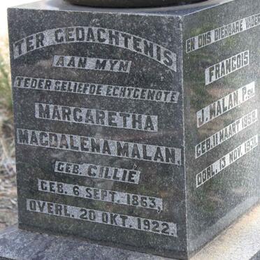 MALAN Francois J. 1858-1931 &amp; Margaretha Magdalena CILLIE 1863-1922