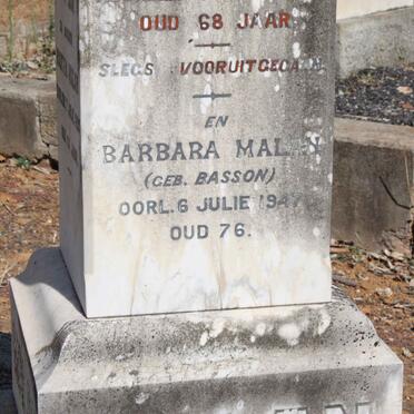 MALAN Jan -1906 &amp; Martha -1895 :: MALAN Jan -1931 :: MALAN Barbara nee BASSON -1947