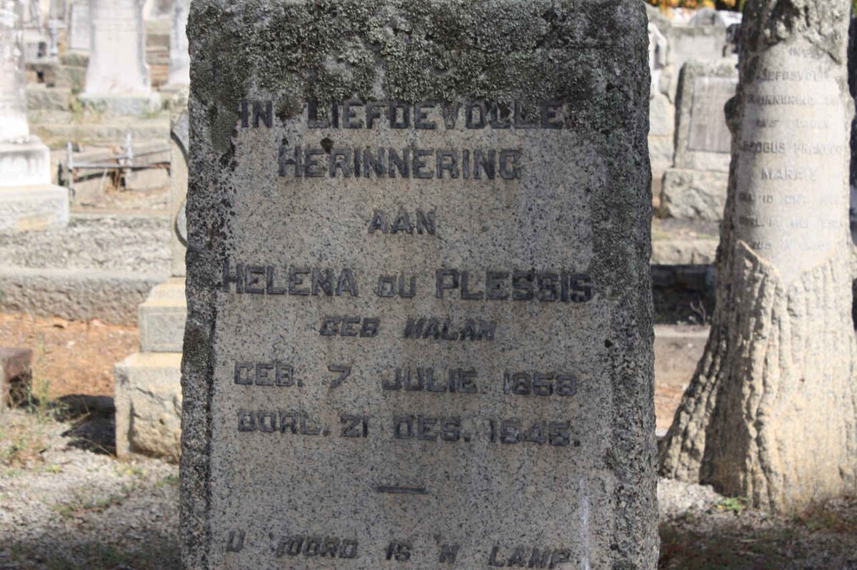 PLESSIS Helena, du nee MALAN 1858-1945